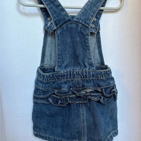 Old Navy Denim Overall Dress with Ruffle Back 18–24M - Picture 2 of 4